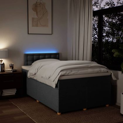 Боксспринг легло с матрак, тъмносиво, 120x190 см, плат