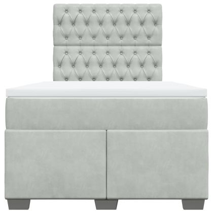 Боксспринг легло с матрак, светлосива, 120x190 см, кадифе