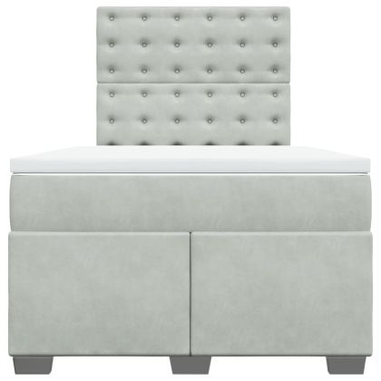 Боксспринг легло с матрак, светлосива, 120x190 см, кадифе