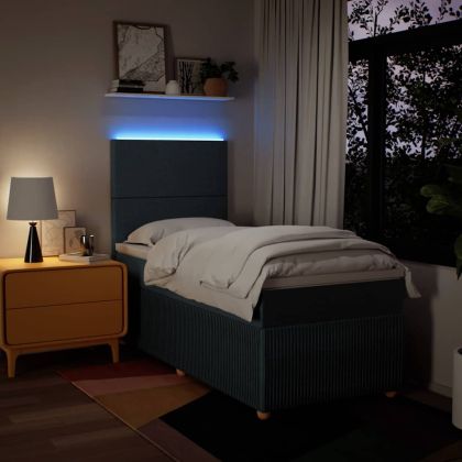 Боксспринг легло с матрак, синьо, 100x200 см, плат