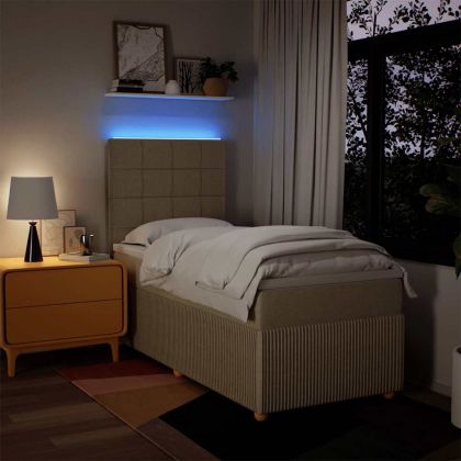 Боксспринг легло с матрак, кремаво, 100x200 см, плат