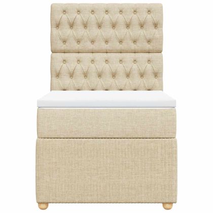 Боксспринг легло с матрак, кремаво, 100x200 см, плат