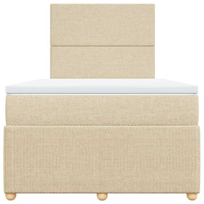 Боксспринг легло с матрак, кремаво, 120x190 см, плат