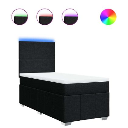 Боксспринг легло с матрак, черно, 80x200 см, плат