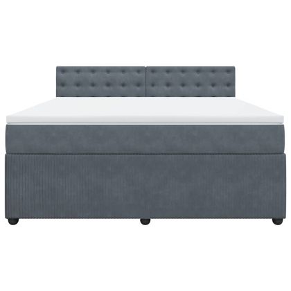 Боксспринг легло с матрак, тъмносиво, 180x200 см, кадифе