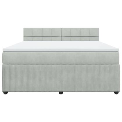 Боксспринг легло с матрак, светлосиво, 180x200 см, кадифе