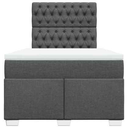 Боксспринг легло с матрак, тъмносиво, 120x200 см, плат