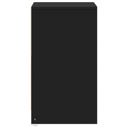 Нощно шкафче с LED осветление, черно, инженерно дърво