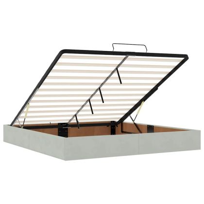 Османска легло с матраци и LED, светлосиво, 160x200 см, кадифе