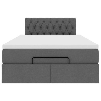 Османска легло с матрак и LED, тъмносиво, 120x200 см, плат