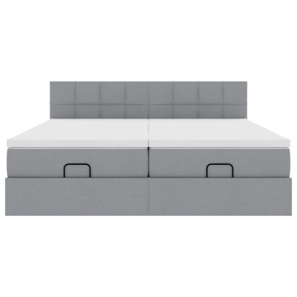 Османска легло с матрак и LED, светлосиво, 200x200 см, плат