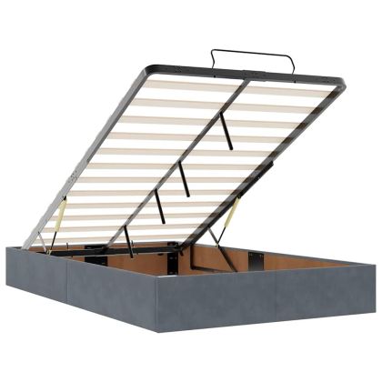 Османска легло с матрак и LED, тъмносиво, 120x200 см, кадифе