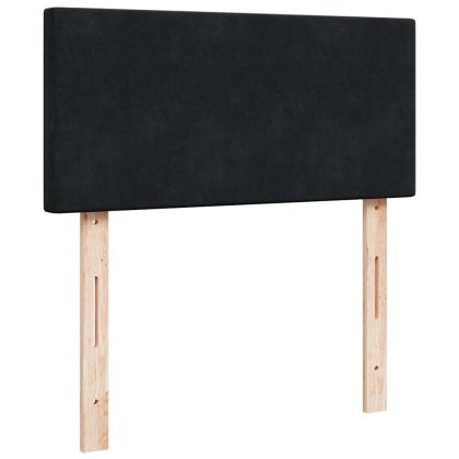 Османска легло с матрак и LED, черно, 90x190 см, кадифе