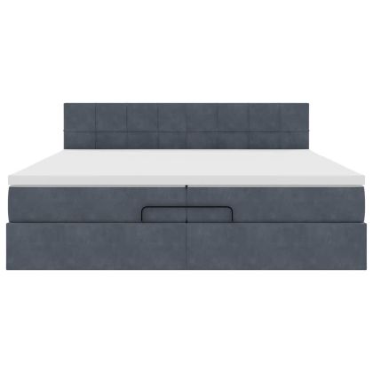 Османска легло с матраци и LED, тъмносиво, 200x200 см, кадифе