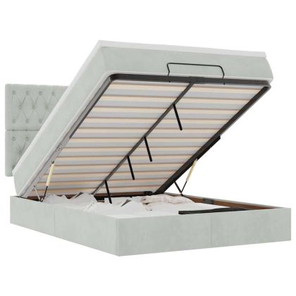 Османска легло с матраци и LED, светлосиво, 140x200 см, кадифе