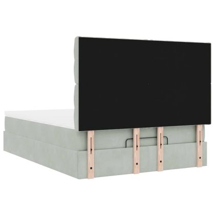 Османска легло с матраци и LED, светлосиво, 140x200 см, кадифе