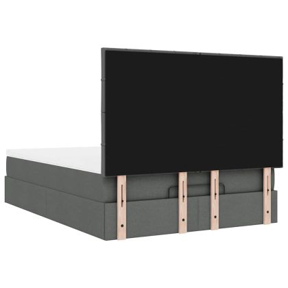 Османска легло с матрак и LED, тъмносиво, 140x190 см, плат