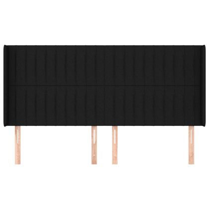 Горна табла за легло с уши, черна, 203x16x118/128 см, плат