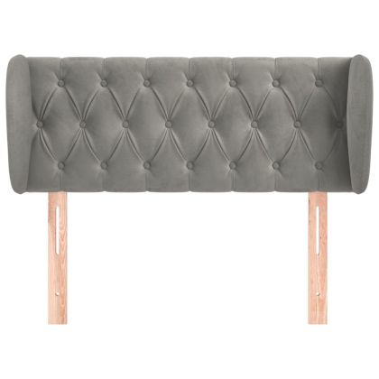 Горна табла за легло с уши, светлосива,93x23x78/88 см, кадифе