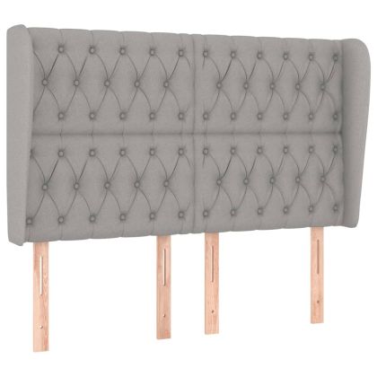 Горна табла за легло с уши, светлосива, 163x23x118/128 см, плат