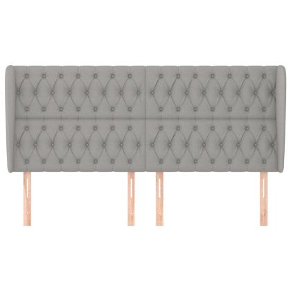 Горна табла за легло с уши, светлосива, 203x23x118/128 см, плат