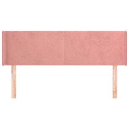 Горна табла за легло, розова, 147x16x78/88 см, кадифе
