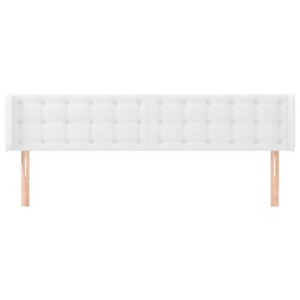Горна табла за легло, Бяла, 183x16x78/88 см, изкуствена кожа
