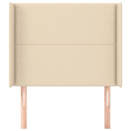 Горна табла за легло с уши, кремава, 103x16x118/128 см, плат
