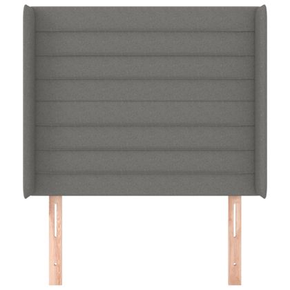 Горна табла за легло с уши, тъмносива, 83x16x118/128 см, плат