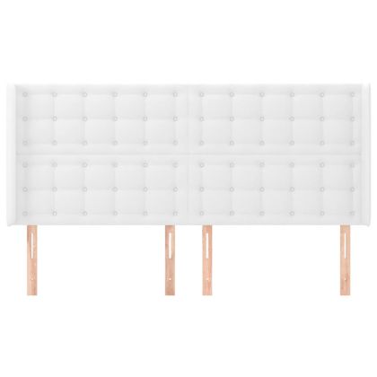 Горна табла с уши, бяла, 183x16x118/128 см, изкуствена кожа