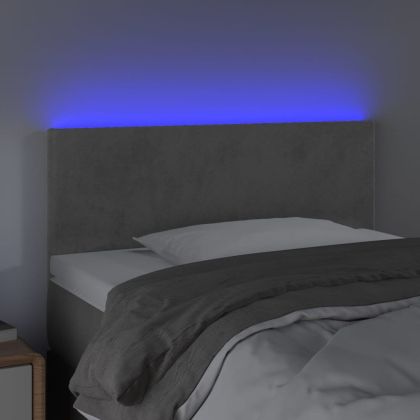 LED горна табла за легло, светлосива, 100x5x78/88 см кадифе