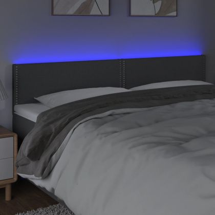 LED горна табла за легло, тъмносива, 160x5x78/88 см, плат