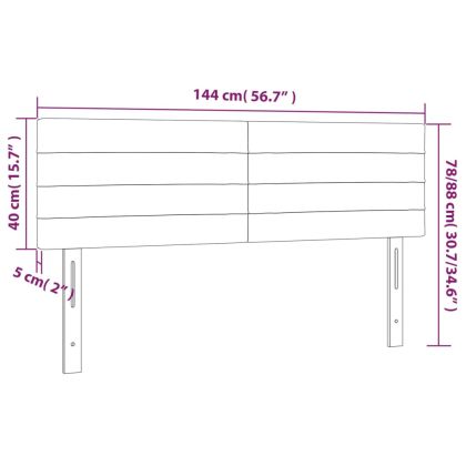 LED горна табла за легло, розова, 144x5x78/88 см, кадифе