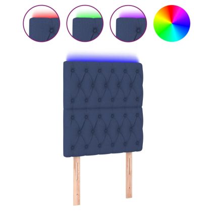 LED горна табла за легло, синя, 80x7x118/128 см, плат