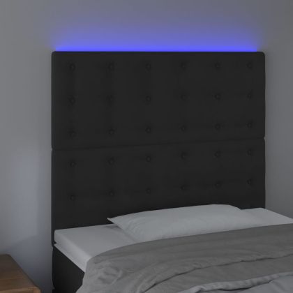LED горна табла за легло, черна, 80x5x118/128 см, кадифе