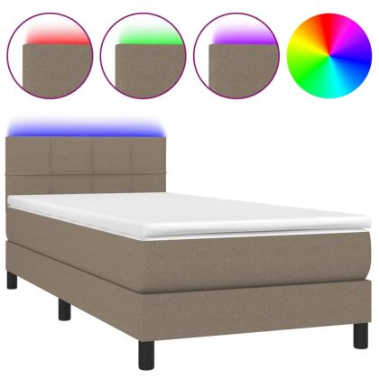 Боксспринг легло с матрак и LED, таупе, 80x200 см, плат