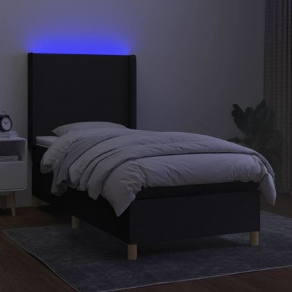 Боксспринг легло с матрак и LED, черна, 90x190 см, плат