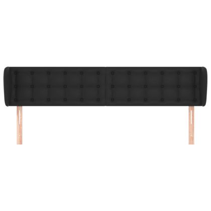 Горна табла с уши, черна, 203x23x78/88 см, изкуствена кожа