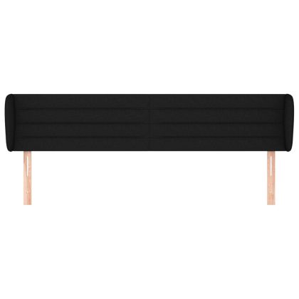 Горна табла за легло с уши, черна, 203x23x78/88 см, плат