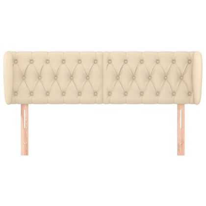 Горна табла за легло с уши, кремава, 163x23x78/88 см, плат