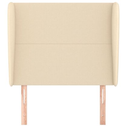 Горна табла за легло с уши, кремава, 103x23x118/128 см, плат