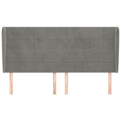 Горна табла за легло с уши, светлосива,163x23x118/128 см кадифе