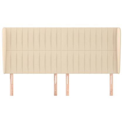 Горна табла за легло с уши, кремава, 163x23x118/128 см, плат