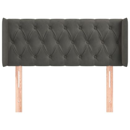 Горна табла за легло, тъмносива, 103x16x78/88 см, кадифе