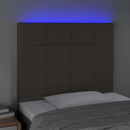 LED горна табла за легло, таупе, 90x5x118/128 см, плат