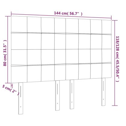 LED горна табла за легло, тъмнокафява,144x5x118/128 см, плат