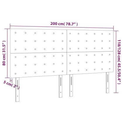 LED горна табла за легло, синя, 200x5x118/128 см, плат