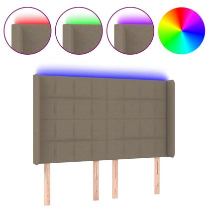 LED горна табла за легло, таупе, 147x16x118/128 см, плат