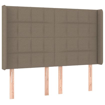 LED горна табла за легло, таупе, 147x16x118/128 см, плат