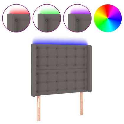 LED горна табла за легло, сива, 103x16x118/128 см